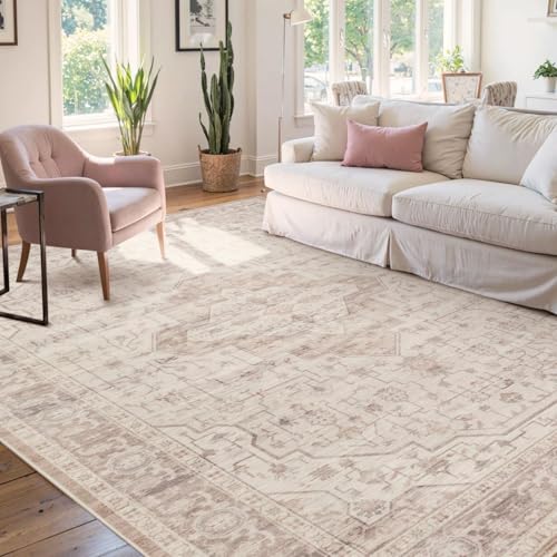 Rugxara Pink 6x9 Washable Area Rug for Living Room & Bedroom,