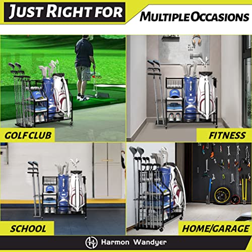 Golf Storage Organizer For Garage, Golf Bag Holder Club Organizer Rack, Fits For 2 Golf Bags And Golf Equipment #TOP5