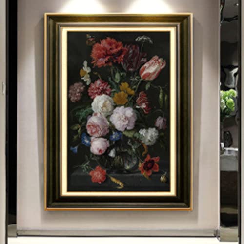 Tableau nature morte fleurs éclatantes 70x100cm sans cadre pour salon