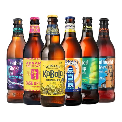 Adnams Bottled Beer Taster Selection | 6 x 500ml | Craft Beer Gift Set | IPA, Lager, Golden Ale & Bitter | 4.1% – 5.2% ABV