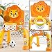 2 in 1 Basketball Hoop and Soccer Goal Set, Toddler Sports Toy for Indoor Outdoor Play, Perfect Christmas Birthday Gift for Baby Boys and Girls 1 2 3 Year Old，Lion Theme