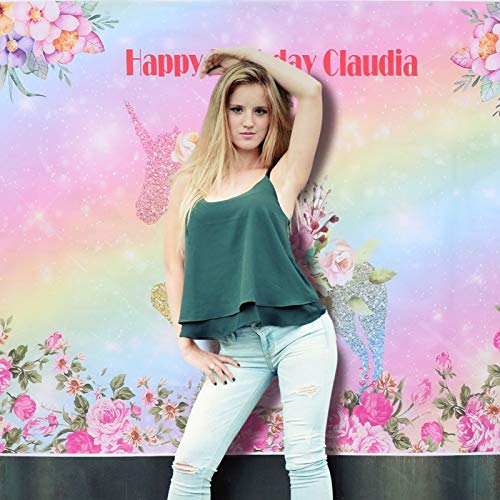 KESYOO 1 PeÃ§a de Pano de Fundo de AniversÃ¡rio de CrianÃ§as de UnicÃ³rnio (210X150cm)