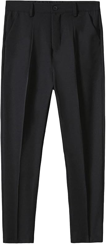 Men Trendy Loose Straight Wide Leg Casual Suit Classic-Fit Flat-Front Dress Pant Wrinkle-Resistant Pleated Pant