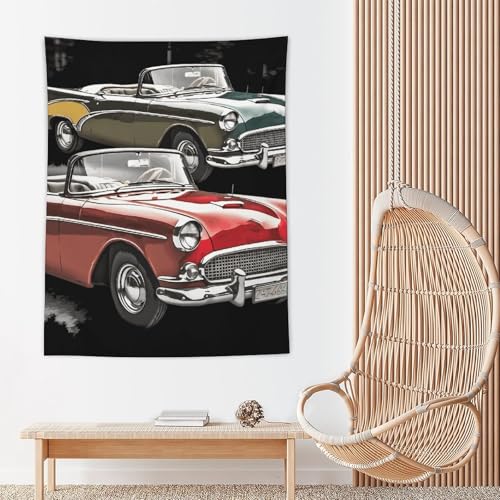 Tenture murale polyester voiture classique et roadster abstrait