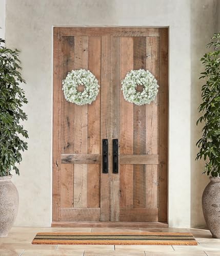 2er-Set Künstliche Schleierkrautkranz Türkranz Klein Blumenkranz Deko Türkranz Wandkranz Frühlingsdeko für Frühlings-Sommer-Osterdekoration, Zuhause, Parties, Türen, Hochzeiten, Weiß