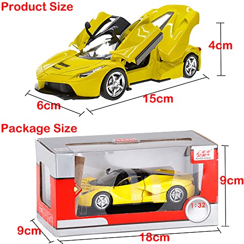Image of Alloy Collectible Ferrari Race Laferrari Pull Back Vehicles Cars Model with Lights and Sounds - Yellow