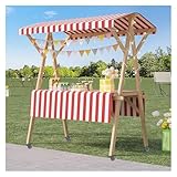 Ampia superficie espositiva: l'ampio piano del tavolo ospita prodotti e strumenti, con una robusta cornice per appendere decorazioni, ideale per mercati e fiere.