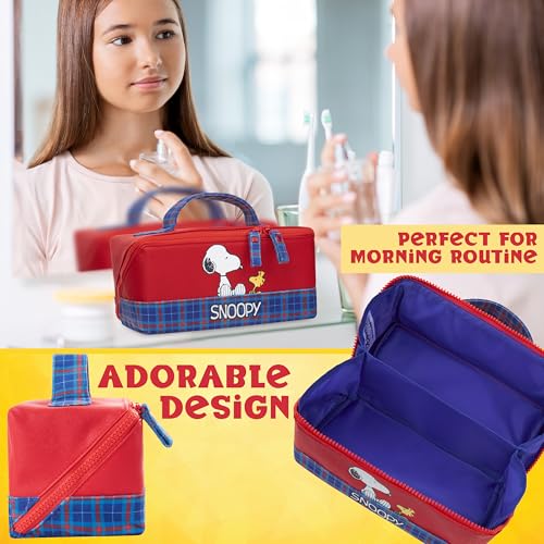 Image of Get Trend Peanuts Snoopy Toiletry Bag, Travel Essentials, Girls Makeup Bag, Cruise Essentials, Travel Accessories, Gifts for Women, Teens (Red Snoopy)