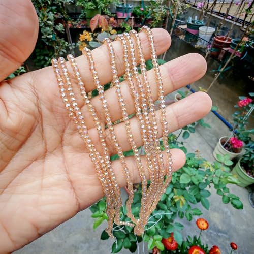 Image of 2mm Rondelle Glass Beads for Jewelry Making, Faceted Briolette Crytal Spacer Beads for Bracelet Necklace Earring, Gold Champagne 1200pcs