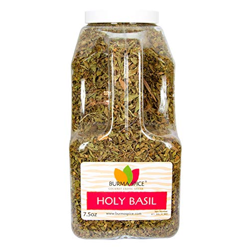 Dried Holy Basil Leaves ( Krishna Basil, Thai Hot Basil) | Native Plant from India | Peppery Flavor with Earthy Aroma | Taken as Herbal Tea 7.5 oz.