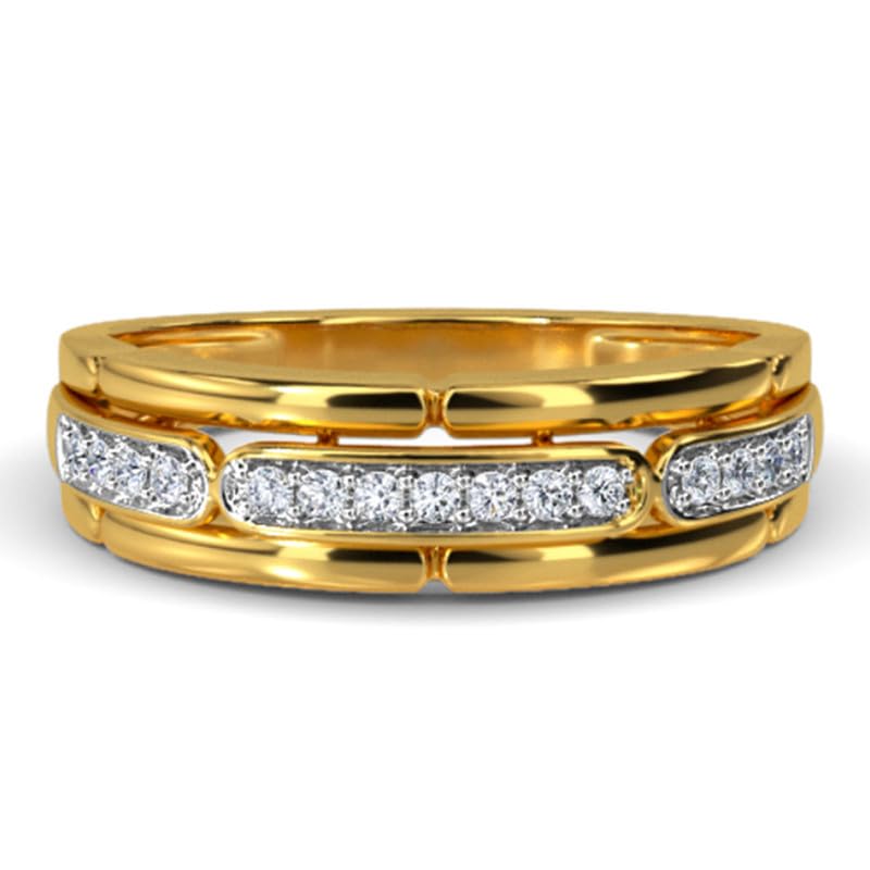 Image of KISNA 14k / 18k Real Gold & Diamond Ring | Diwali, Rakhi Rakshabandhan Gift for Brother, Husband | With Certificate of Authenticity & BIS-Hallmarked Gold Jewellery | Julian Diamond Ring For Him
