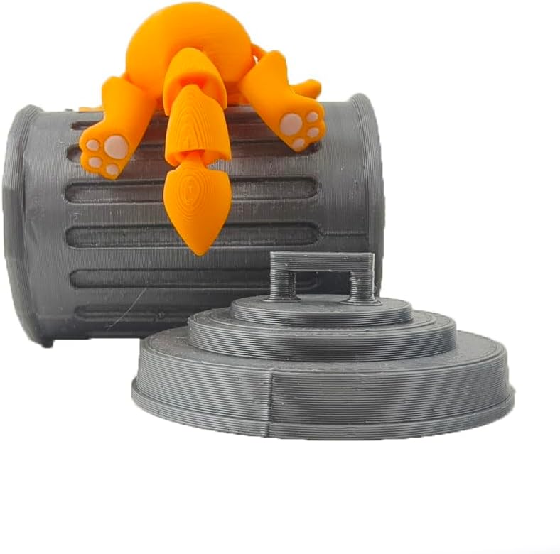 Munnygrubbers - Mr. Bigglesworth Cat & Trashcan - Articulating Fidget - 3D Printed Movable Toy - Fidget Toy - Novelty Gift - Made in USA image 3