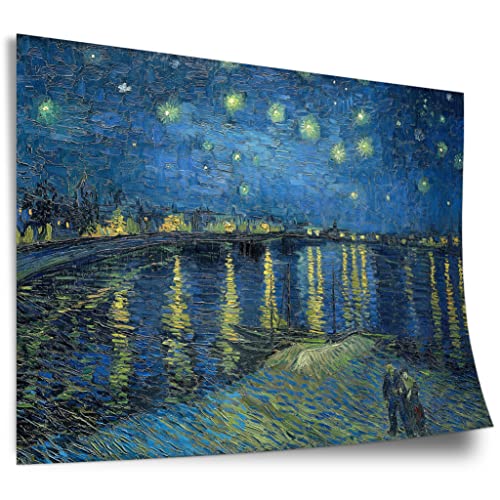 Printistico Poster Vincent van Gogh: Nuit étoilée sur le Rhône (1888), impression d'art non encadrée, murale - A4, A3, A2, A1, A0, XXL - Salon, Chambre, Cuisine, Décoration