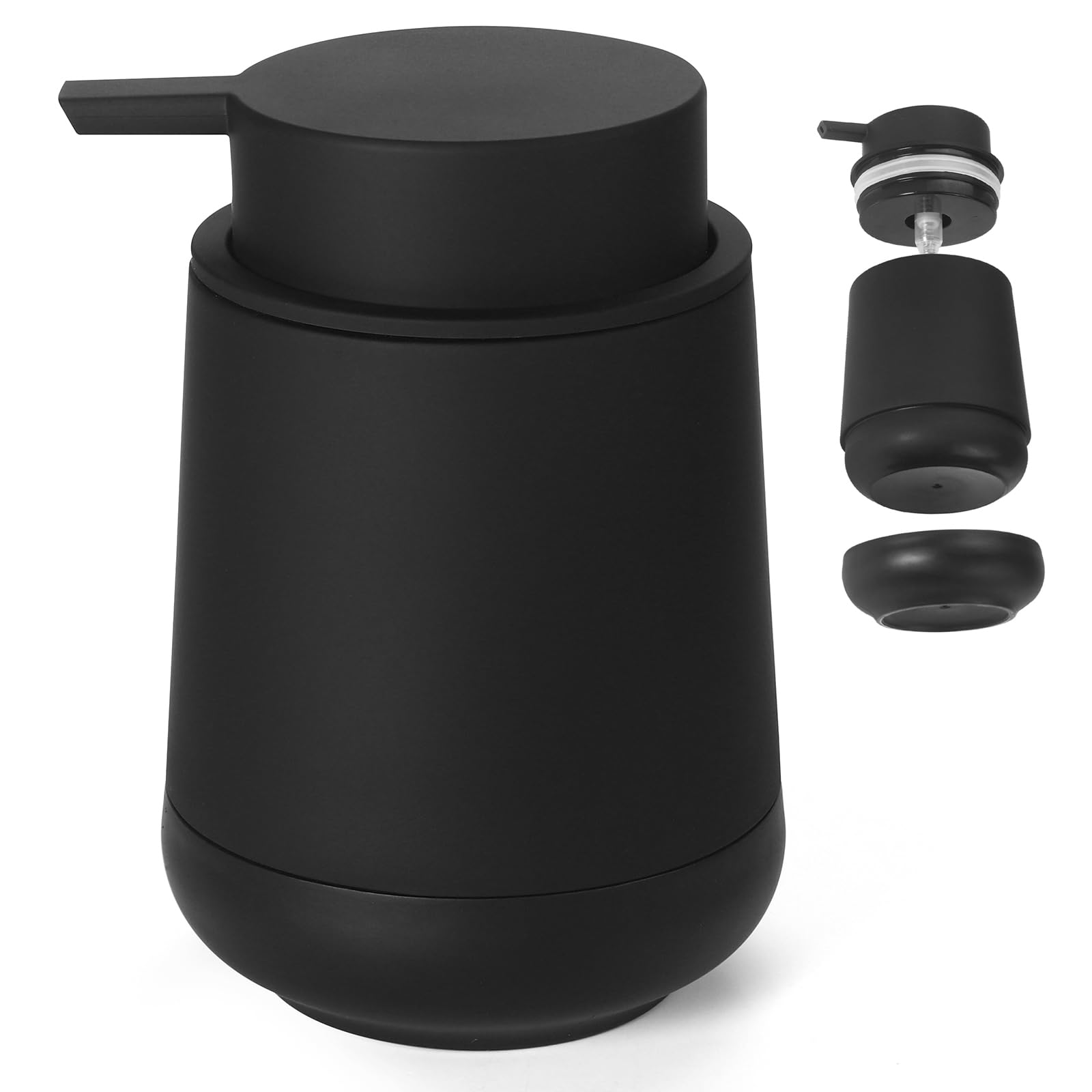 GAHEFY Silicone Boot Black Hand Soap Dispenser for Bathroom,Refillable Dish soap Dispenser for Kitchen with Easy-to-Press Pump (Black Liquid)