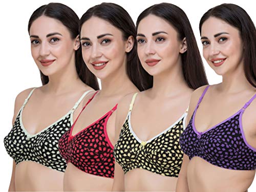 Image of Fasense Women's Cotton Leaf Print Medium Coverage Wire Free Non Padded Bra