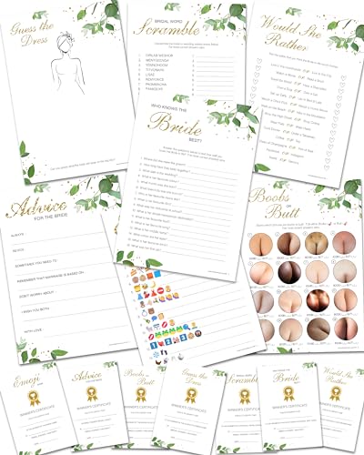 Olivia Samuel Hen Party Games – 7 Games in 1 Mega Bundle. 10 Player Pack Bridal Shower/Hen Party Botanicals Design
