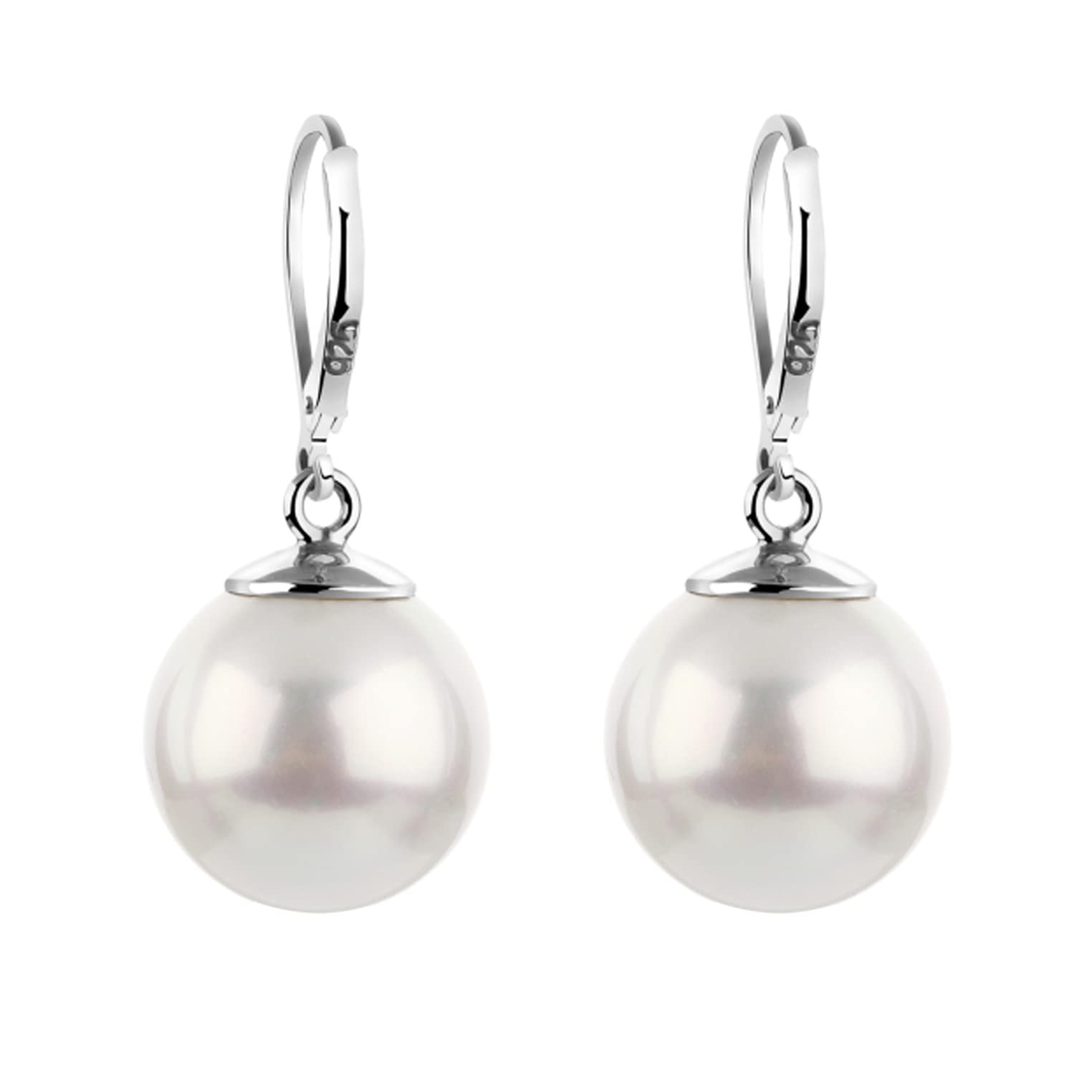 Nenalina Ohrstecker 925 Silber Damen Ohrringe Ohrhänger mit Muschel Perlen | 14 mm