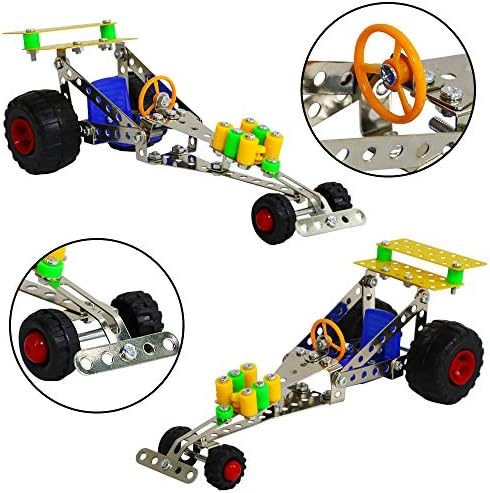 deAO Metal Model Vehicles STEM 3-in-1 Educational DIY Construction Building Science Experiment Toys 291 Pieces for Kids Teens Adults