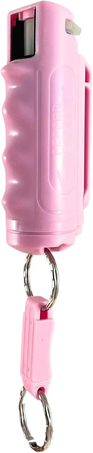 4-in-1 Pepper Spray Keychain with Tactical Belt Clip for Self Defense - Maximum Strength Police Grade Formula - 10% OC, 1% CS, 1% CN, Marking Dye