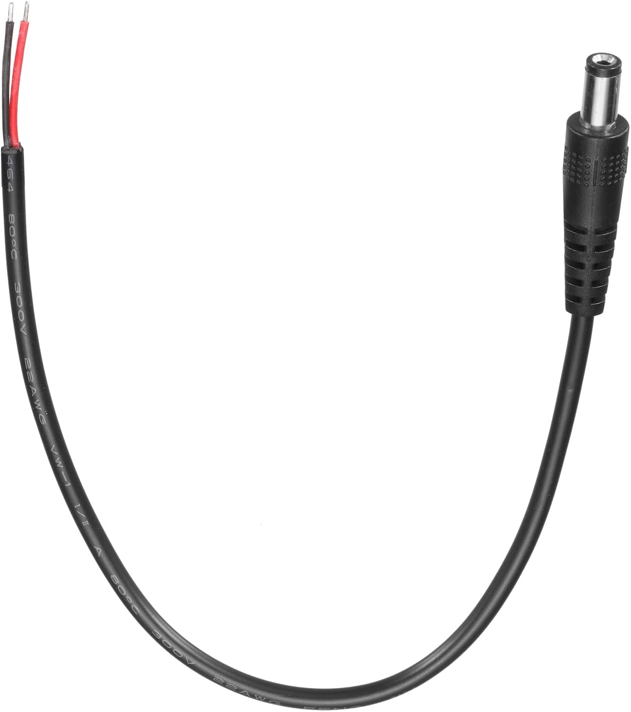 MECCANIXITY DC Power Pigtails Cable, 5.5mm x 2.5mm Male Barrel Plug Connector to Bare Wire Open End 25cm for CCTV Camera, DVR, LED Strip
