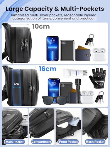 Beintasche Motorrad für Herren und Damen, wasserdichte Oberschenkeltaschen, Erweiterbare Stauraum/Verstellbare Beinriemen Motorrad Tasche Bein für Laufen/Radfahren/Motorrad/Wandern/Klettern - Schwarz – Bild 4