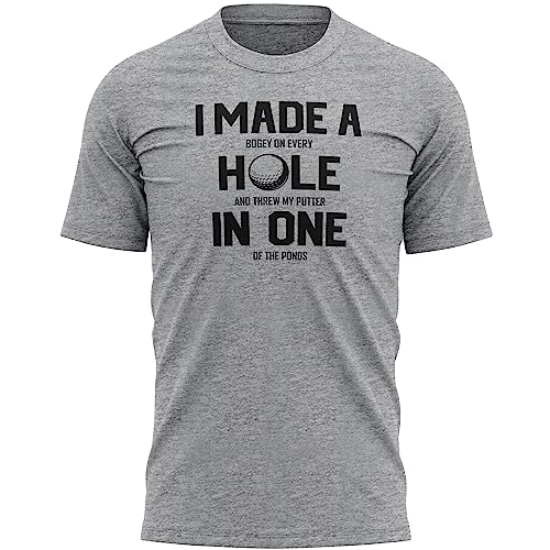 Mens Funny Golf T Shirt Hole in One Dad Grandad Gifts Golfer Tee Top, L, Sport Grey