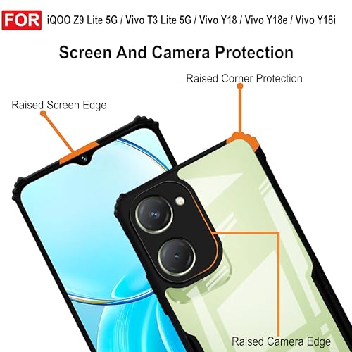 Image of Zapcase Back Case Cover for iQOO Z9 Lite 5G | Compatible for iQOO Z9 Lite 5G Back Case Cover | Clear Case with Camera Protection | (TPU + PC | Matte Black)