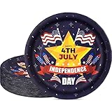 50 Count 4th of July Plates Patriotic American Flag Paper Plates Independence Day Party Supplies Din