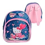 Mochila Pequena Para Menina Infantil Creche Escola Passeio Viagens Dois Compartimentos Com Estampa Fofa Personagem Desenho - Modelos Diversos Com Glitter (Azul Marinho Glitter)