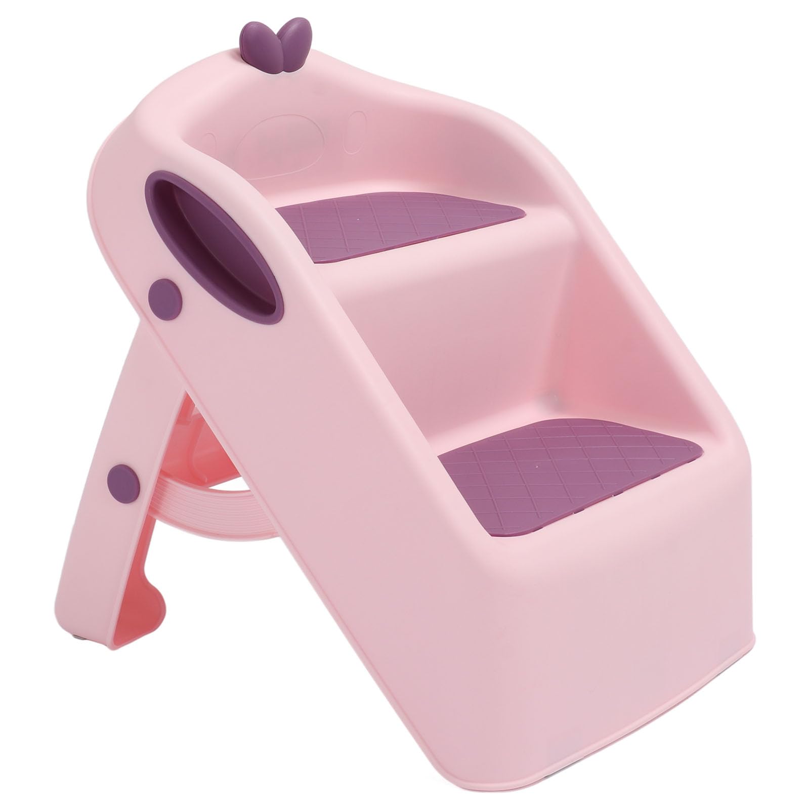 PUSOKEI Taburete de Entrenamiento para IR Al Baño de 2 Escalones Antideslizante |Taburete de Lavabo Plegable 3 en 1 para Baño e Inodoro para Niños Pequeños (Pink)
