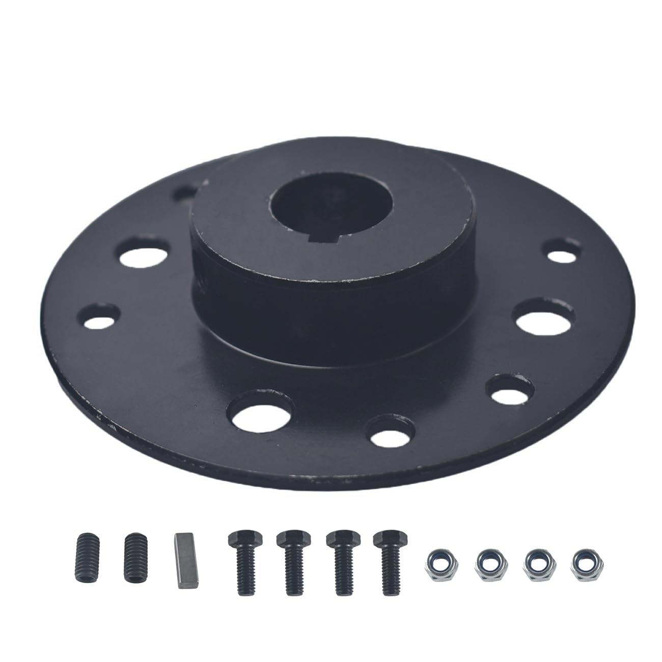 Steel Go Kart Sprocket Hub for 1" Bore 1/4" Keyway Hardware Kit with 420 Chain 50T Rear Drive Sprocket 4 Hole for Go Cart Mini Bike Black Parts