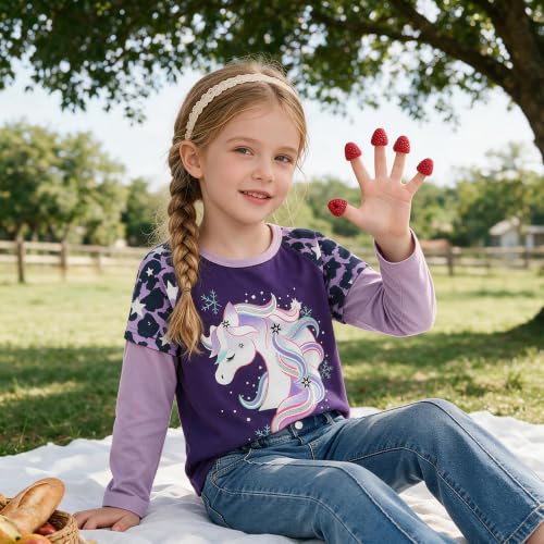 Image of VIKITA Girls Long Sleeve T-Shirt, Cotton Graphic Top