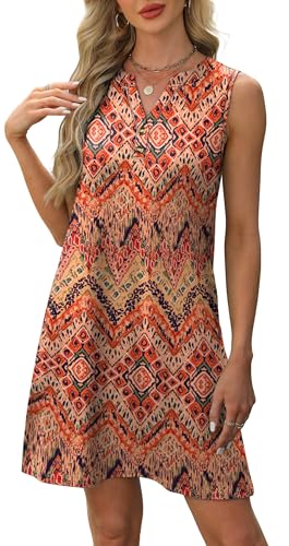 Image of XIEERDUO Summer Dresses for Women 2026 Beach Vacation Clothes V Neck Button Sundresses with Pockets