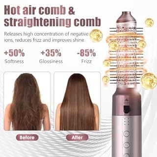 Anluomania Spazzola Asciugacapelli e Air Styler, Asciugacapelli ad Alta Velocità 110,000 RPM, Ioni Phon Capelli 1350W, con Air Arricciacapelli Automatico, Spazzola Lisciante, Spazzola ad Aria Calda