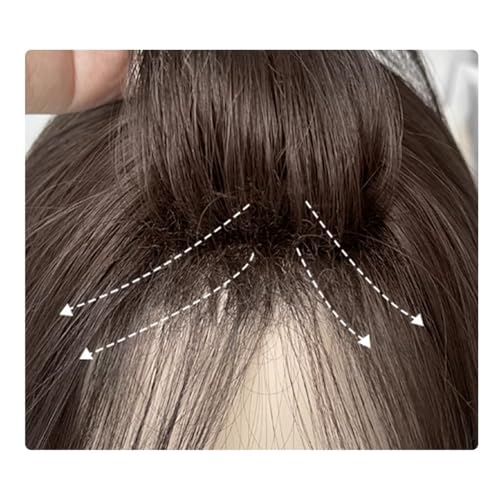 Perruque synthétique lisse avec frange pour masquer la perte de cheveux