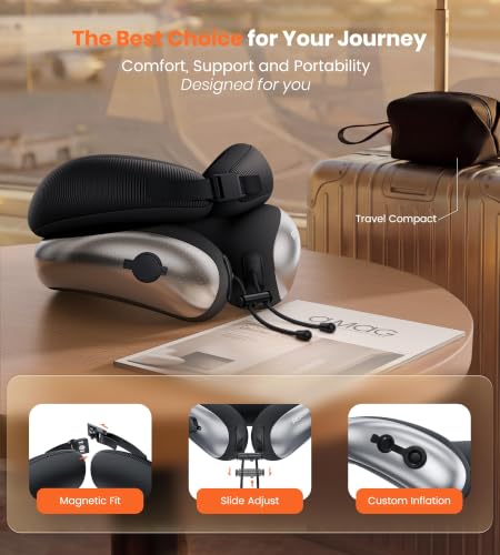 Restnature Neck Pillow for Traveling, Travel Pillows for Airplanes, Adjustable Neck Pillow Airplane Travel Essentials - 2 Layer Patented | Inflatable Air Loop & Memory Foam for 360° Ergonomic Support - image 9