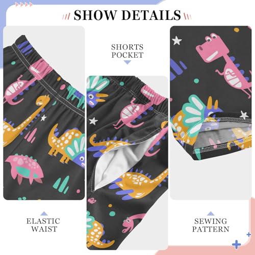 ZZXXB Lovely Dino Pattern Boys Long Pants Soft Trousers Elastic Waist Kids Lounge Bottoms with Pockets S-XL4