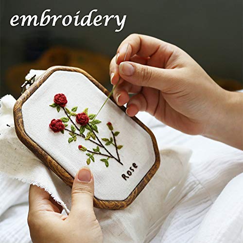 Mwellewm 4 Pcs/Set Embroidery Hoops Imitated Wood Plastic Display Frame Reusable Circle Oval Rectangular Octagonal Cross Stitch Hoop Ring For Art Craft Sewing And Hanging Ornaments Home Decor #TOP3