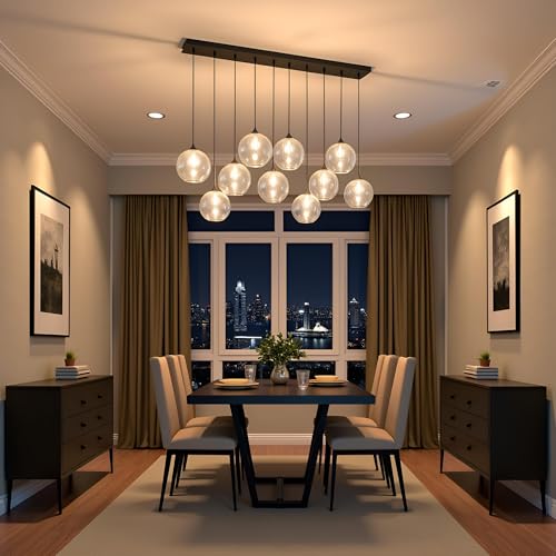 Image of Avior 10 Lights Chandelier for Dining Table, Hanging Light for Living Room, Pendants Ceiling Lamp for Drawing Room and Home Decorative Lamps