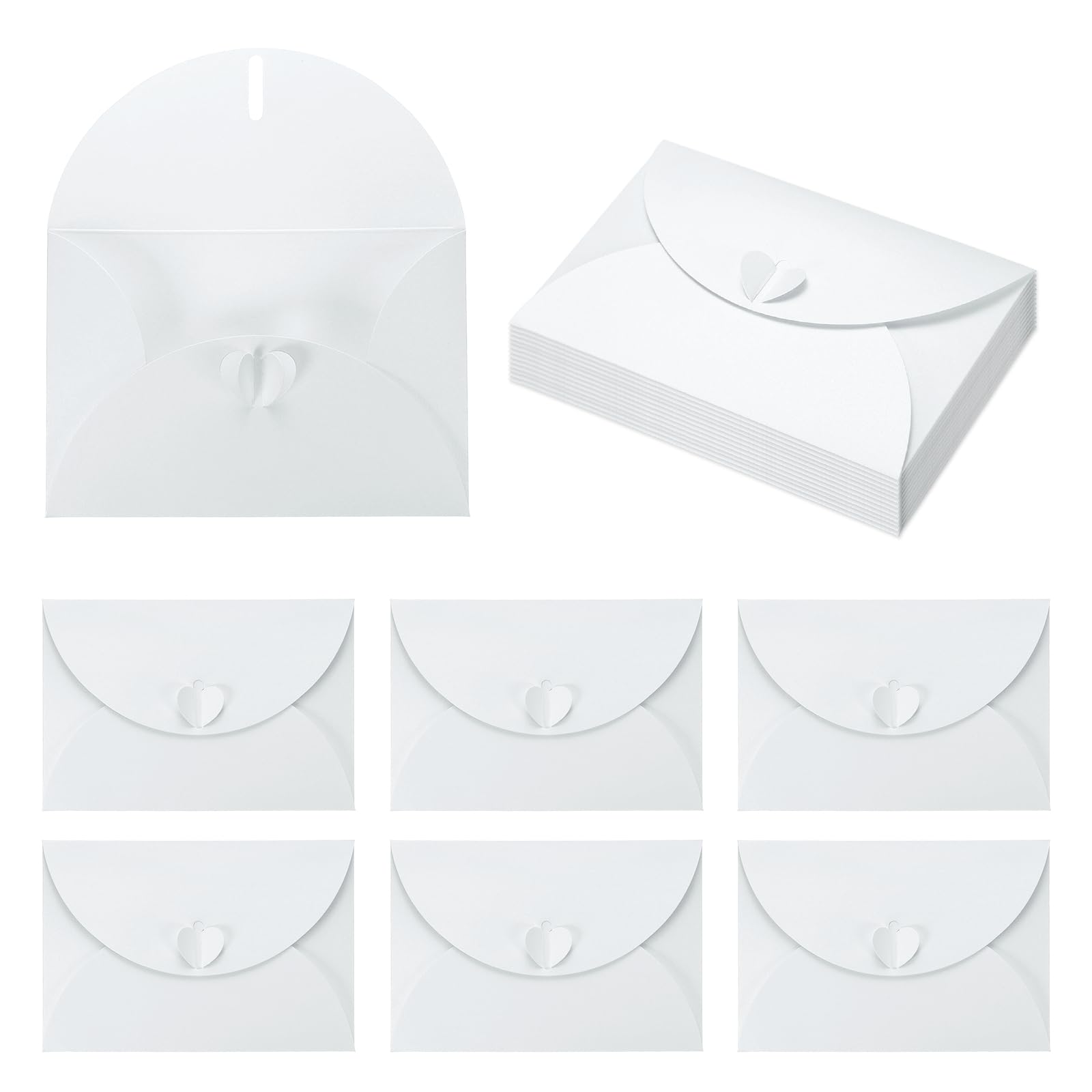 PATIKIL 6.1 x 4.1 Inch Mini Card Envelopes, 20Pcs Cute Envelopes Holder with Heart Clasp for Birthday Weddings Favors Business Greeting Cards, White โ image 1