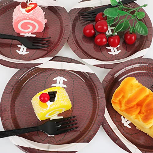 Image of gisgfim 24 pcs Football Paper Plates Football Dessert Plates Birthday Party Supplies Disposable 7 inch Sport Paper Tableware Decorations for Sports Fans Baby Shower