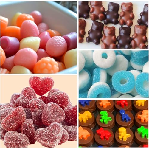 image for Palksky 5-Piece Silicone Candy Molds - Gummy Bear, Fruit, Dinosaur, Do