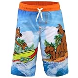 Scooby-Doo Swim Shorts for Boys, Kids Swimwear, Boys Board Shorts (Surf Blue, Size 5/6)