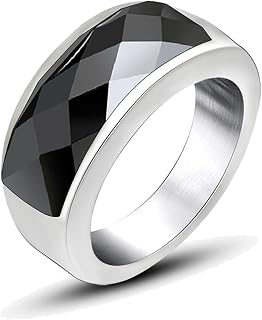 Anillo de boda para hombre, 7,8 mm, anillo de boda, anillo de boda con piedra, acero inoxidable, color negro, talla 49 – 62