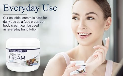 Silver Miracles Colloidal Silver Cream - 4Oz - Colloidal Silver Skin Healing Cream - Scent And Dye Free - Moisturizes Dry Skin - Hand Made In The Usa - Made With 99.999% Pure Silver #TOP4