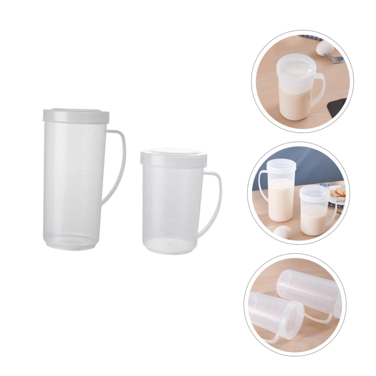 SOLUSTRE 6piezas Jarras Medidoras De Plástico Con Escala Para Calentar Leche y Café y Apto Para Microondas Utensilios De Cocina Prácticos
