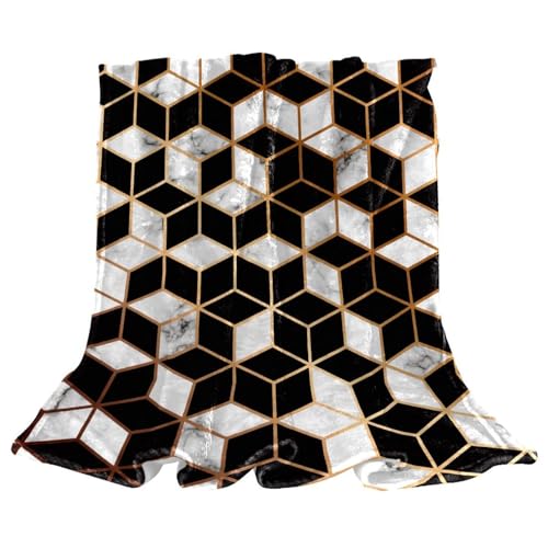 Couverture polaire géométrie dorée plaid microfibre chaud doux jeté de canapé 150x200