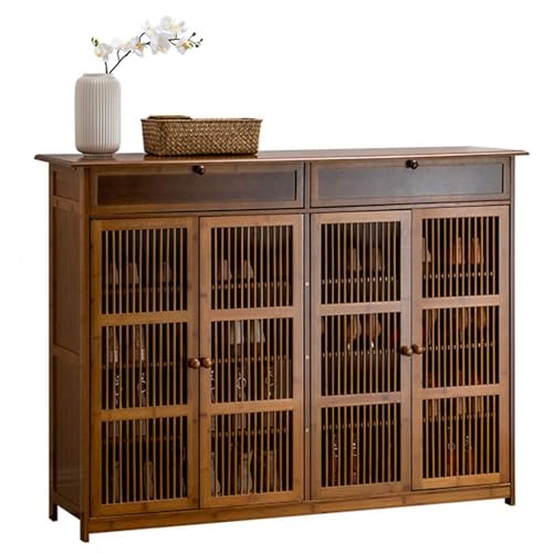 Mueble Zapatero De Bambú, Zapatos De Madera, Armario De Zapatos De 4 Pisos Independiente, con 2 Cajones Desplegables, Adecuado para Pasillos, Vestíbulos, 130 X 33 X 99cm