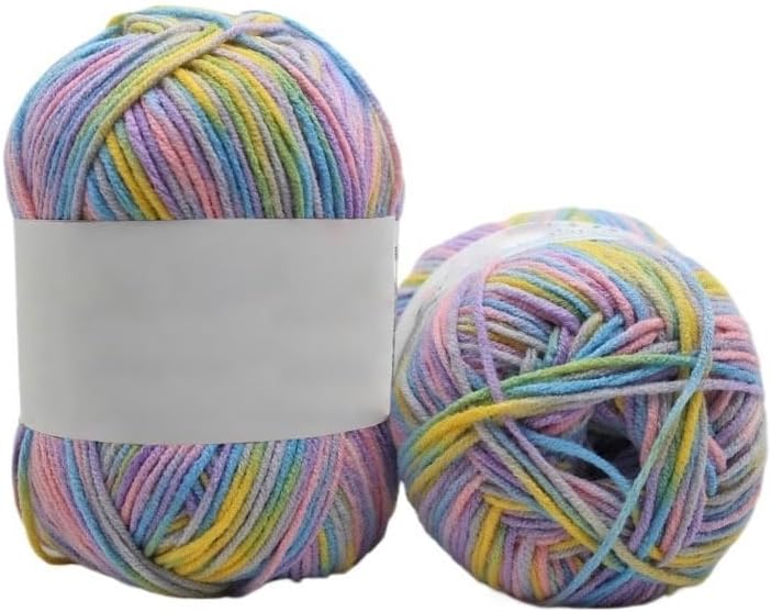 5 Rolls 50g Variegated Cotton Yarn for Crocheting 4-Ply Hand Knitting Blend(8)
