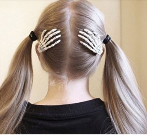 Geoot 1 Pair Trendy Women Skeleton Hand Bone Claw Punk Hair Clip (White) #TOP1